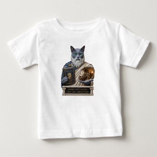 ロシアンブルーのプラトン猫 ベビーTシャツ (正面)