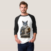 ロシアンブルーのプラトン猫 Tシャツ (正面フル)