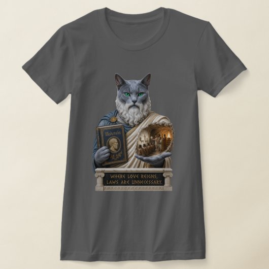 ロシアンブルーのプラトン猫 Tシャツ (レイダウン)