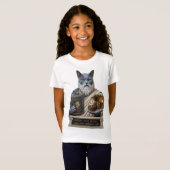 ロシアンブルーのプラトン猫 Tシャツ (正面フル)