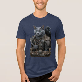 ロシアンブルーのベテランオーディンの猫 トライブレンドTシャツ