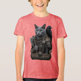 ロシアンブルーのベテランオーディンの猫 トライブレンドTシャツ
