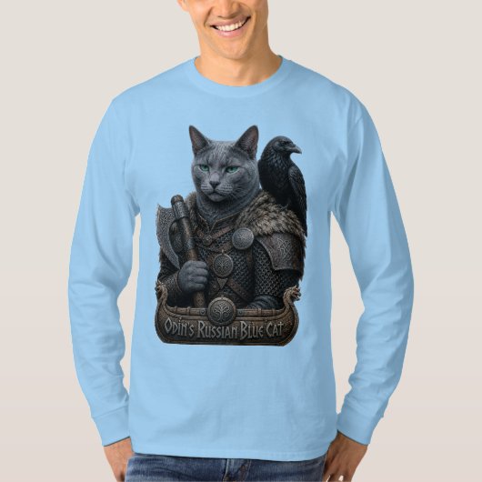 ロシアンブルーのベテランオーディンの猫 Tシャツ (正面)
