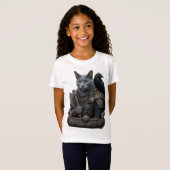 ロシアンブルーのベテランオーディンの猫 Tシャツ (正面フル)