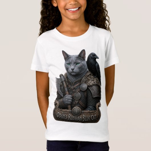 ロシアンブルーのベテランオーディンの猫 Tシャツ (正面)
