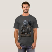 ロシアンブルーのベテラン、オーディンの猫 Tシャツ (正面フル)