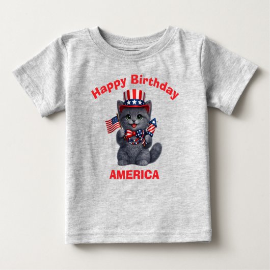 ロシアンブルーの子猫 (1時間) 愛国的な子供用Tシャツ ベビーTシャツ (正面)
