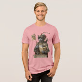 ロシアンブルーの征服者猫 - 名誉と伝統 トライブレンドTシャツ (正面全面)