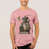 ロシアンブルーの征服者猫 - 名誉と伝統 トライブレンドTシャツ (正面)