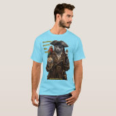 ロシアンブルーの海賊猫 - 勇者に幸運が訪れる Tシャツ (正面フル)