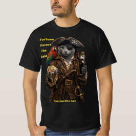 ロシアンブルーの海賊猫 - 勇者に幸運が訪れる Tシャツ