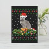 ロシアンブルーの猫がサンタ帽を被った最悪のクリスマス猫 招待状 (スタンド正面)