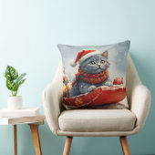ロシアンブルーの猫が乗ったそり レット・イット・スノー クリスマス クッション (椅子)
