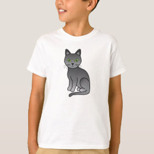 ロシアンブルーの猫のかわいいキャラクターイラスト Tシャツ