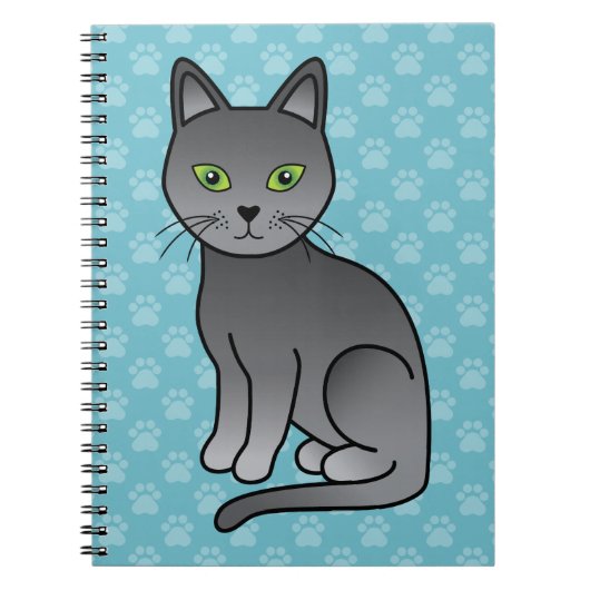 ロシアンブルーの猫のイラスト ノートブック (正面)