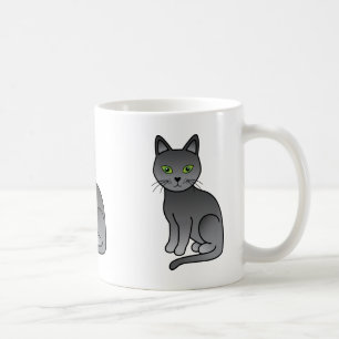 ロシアンブルーの猫のキャラクターイラスト コーヒーマグカップ