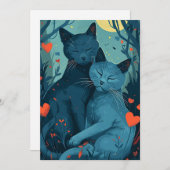 ロシアンブルーの猫のバレンタインデー シーズンカード (正面/裏面)