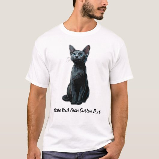 ロシアンブルーの猫 オリジナルテキスト Tシャツ (正面)