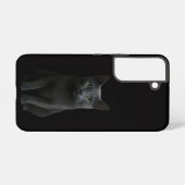 ロシアンブルーの猫 ブラック4ルクセGalaxy S22ケース Samsung Galaxyケース (裏面横)