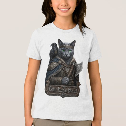 ロシアンブルーの貴族オーディンの猫 トライブレンドTシャツ (正面)