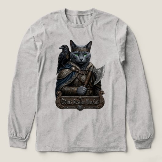 ロシアンブルーの貴族オーディンの猫 トライブレンドTシャツ (デザイン正面)