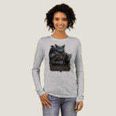 ロシアンブルーの貴族オーディンの猫 トライブレンドTシャツ (正面全体)