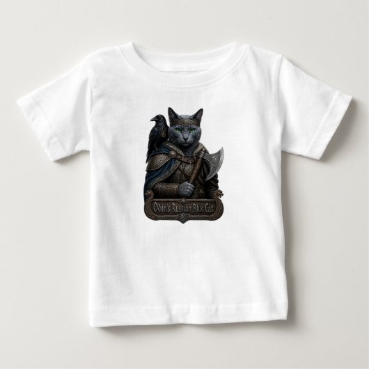 ロシアンブルーの貴族オーディンの猫 ベビーTシャツ (正面)