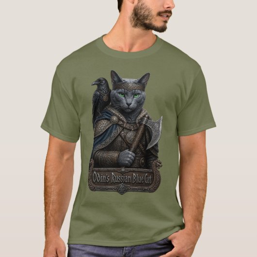ロシアンブルーの貴族オーディンの猫 Tシャツ (正面)