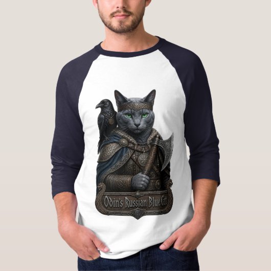 ロシアンブルーの貴族オーディンの猫 Tシャツ (正面)