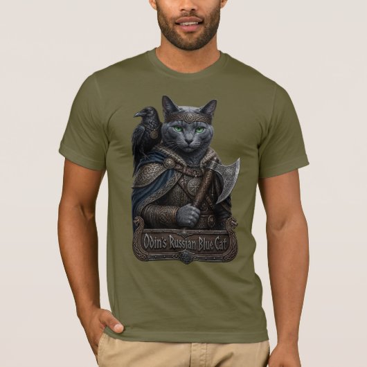 ロシアンブルーの貴族オーディンの猫 Tシャツ (正面)