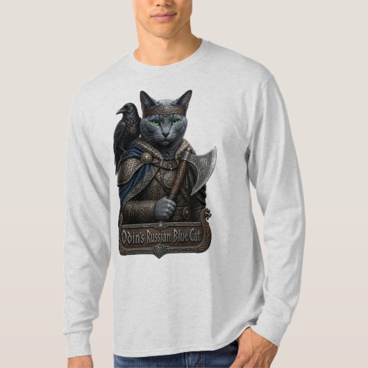 ロシアンブルーの貴族オーディンの猫 Tシャツ (正面)