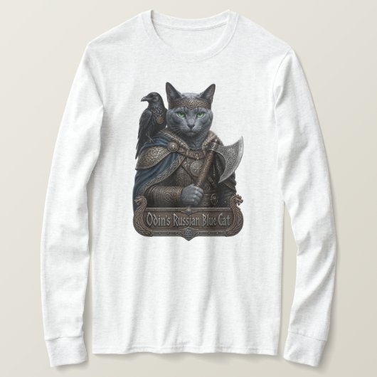 ロシアンブルーの貴族オーディンの猫 Tシャツ (デザイン正面)
