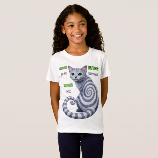 ロシアンブルーハイプノキャット Tシャツ (正面フル)