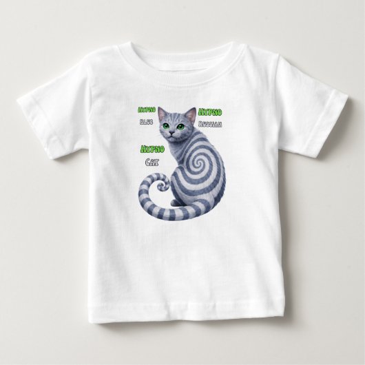 ロシアンブルーハイプノ猫 ベビーTシャツ (正面)