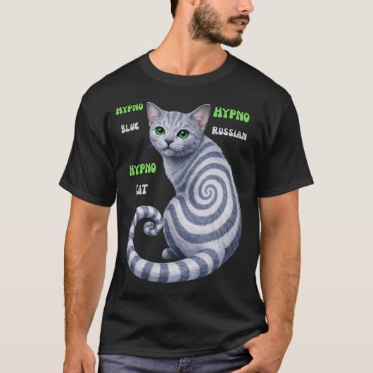 ロシアンブルーハイプノ猫 Tシャツ (正面)
