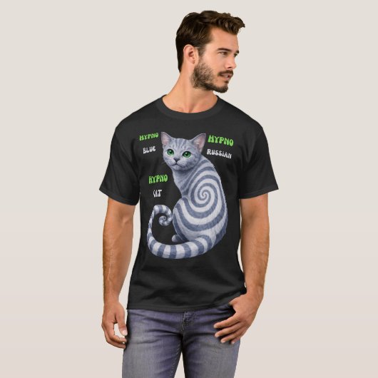 ロシアンブルーハイプノ猫 Tシャツ (正面フル)