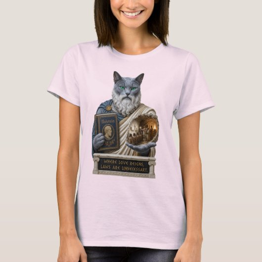 ロシアンブループラトン猫 Tシャツ (正面)