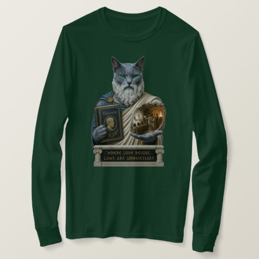 ロシアンブループラトン猫 Tシャツ (デザイン正面)