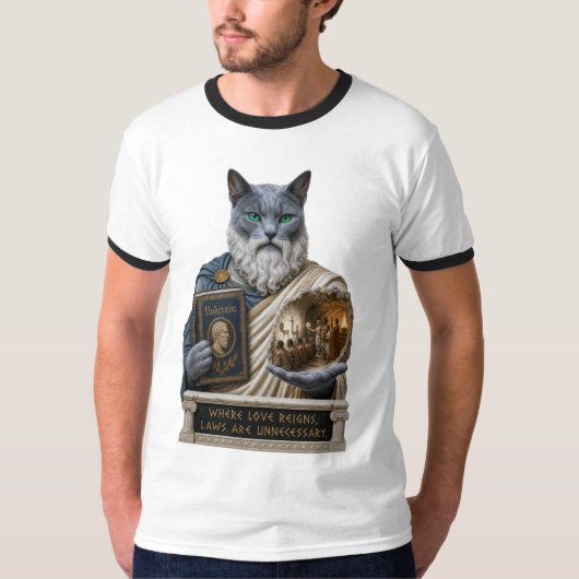 ロシアンブループラトン猫 Tシャツ (正面)