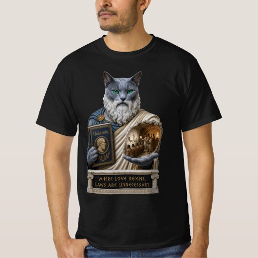 ロシアンブループラトン猫 Tシャツ (正面)