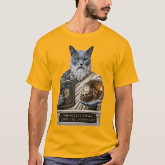 ロシアンブループラトン猫 Tシャツ (正面)