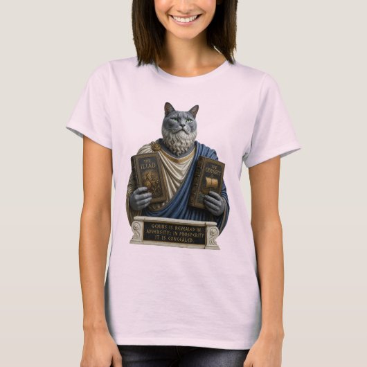 ロシアンブルーホメロス猫 Tシャツ (正面)