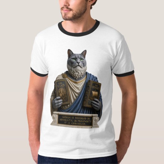 ロシアンブルーホメロス猫 Tシャツ (正面)