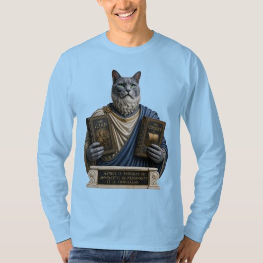 ロシアンブルーホメロス猫 Tシャツ (正面)