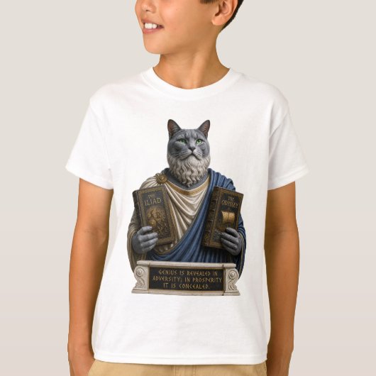 ロシアンブルーホメロス猫 Tシャツ (正面)