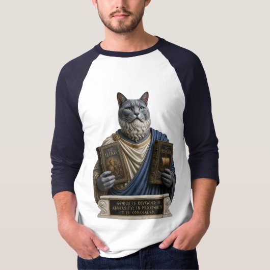 ロシアンブルーホメロス猫 Tシャツ (正面)