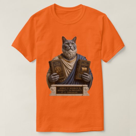 ロシアンブルーホメロス猫 Tシャツ (デザイン正面)