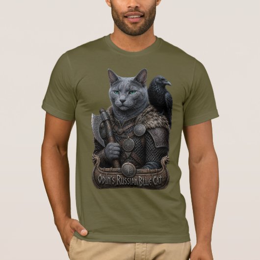 ロシアンブルーヴェテランオーディンの猫 Tシャツ (正面)