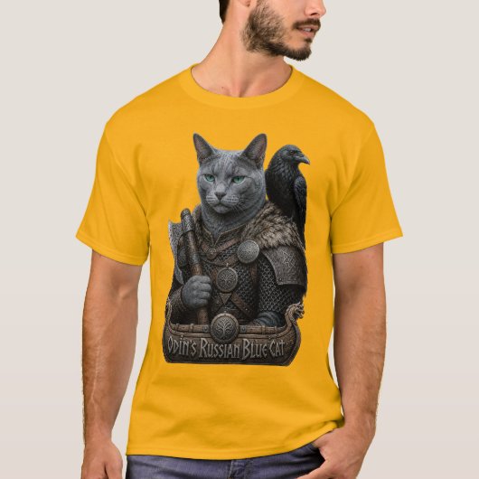 ロシアンブルーヴェテランオーディンの猫 Tシャツ (正面)