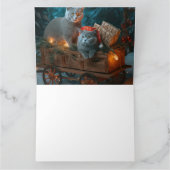 ロシアンブルー猫の雪のそりクリスマス飾り カード (内部)